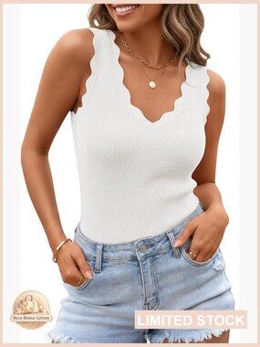 Ribbed Knit V-Neck Sleeveless Tank Top Y2K Summer Layering Cami